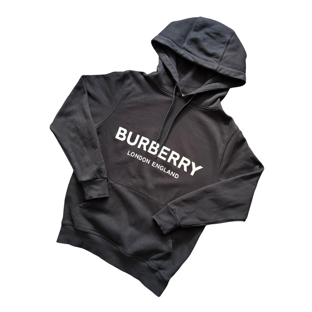 Burberry Lexstone Logo Print Cotton Hoodie – Black